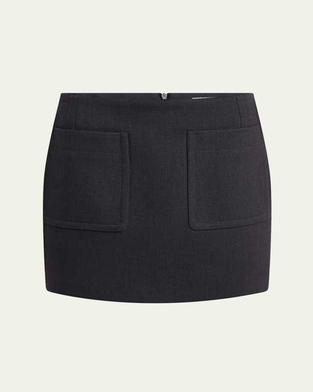 Pocket Light Structured Cotton Mini Skirt